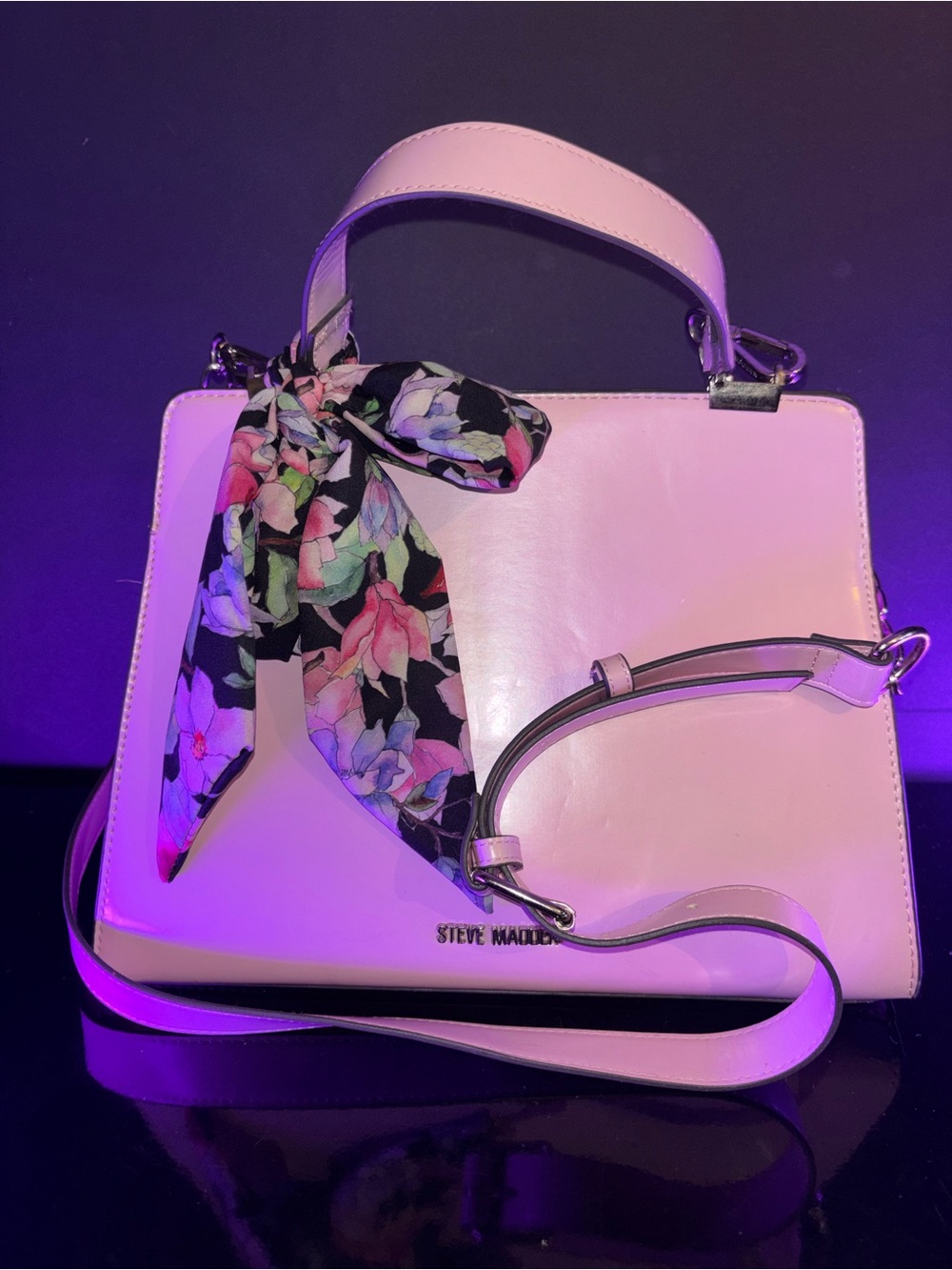 Steve Madden Pink Top Handle Satchel Crossbody Bag Purse Floral Scarf Y2K Barbie